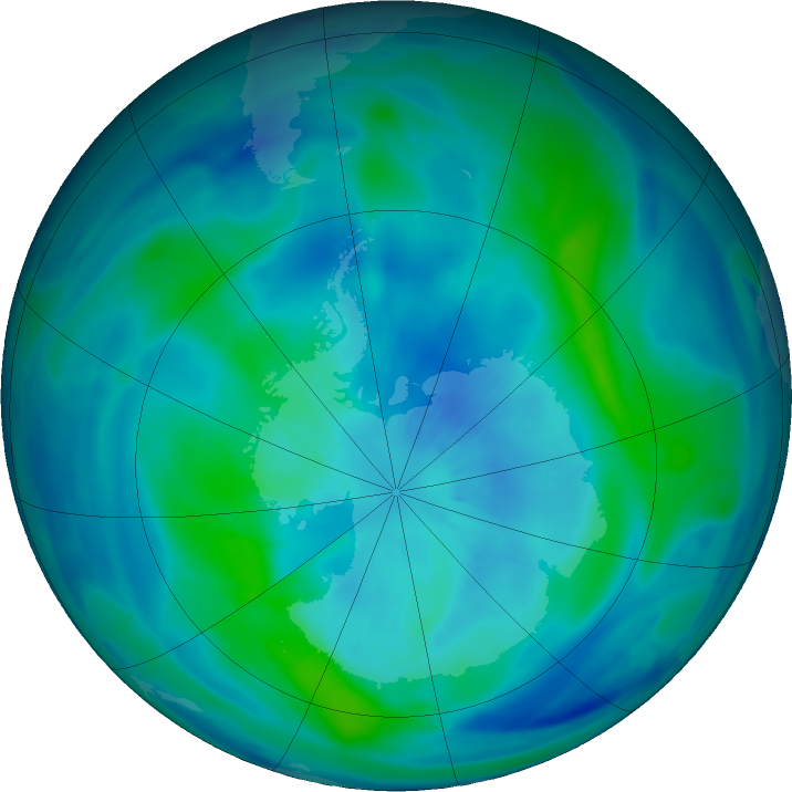 Antarctic ozone map for 23 March 2023